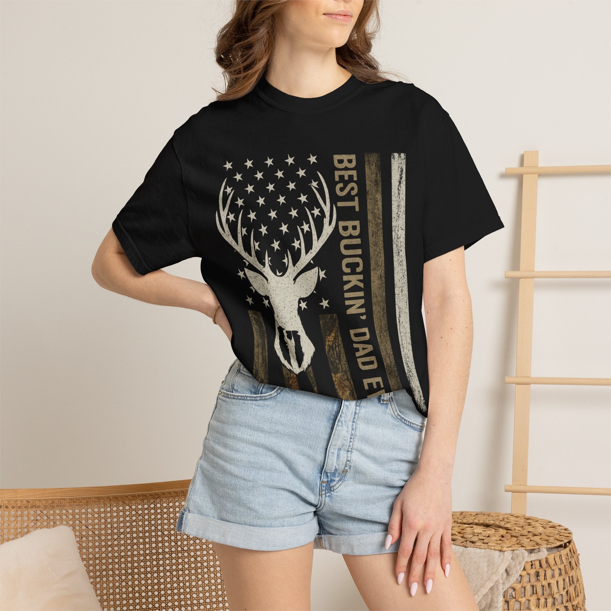 Best Buckin' Dad Ever Deer Flag T-Shirt