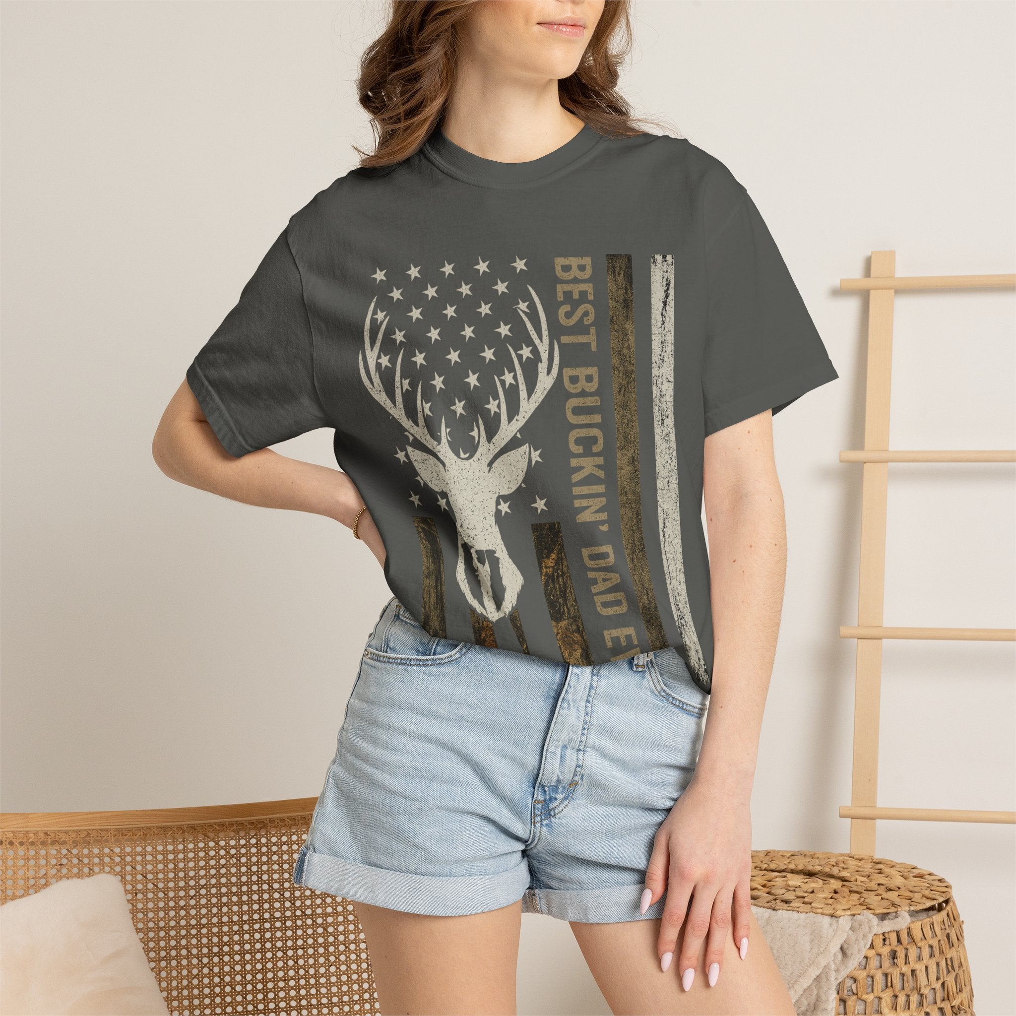 Best Buckin' Dad Ever Deer Flag T-Shirt